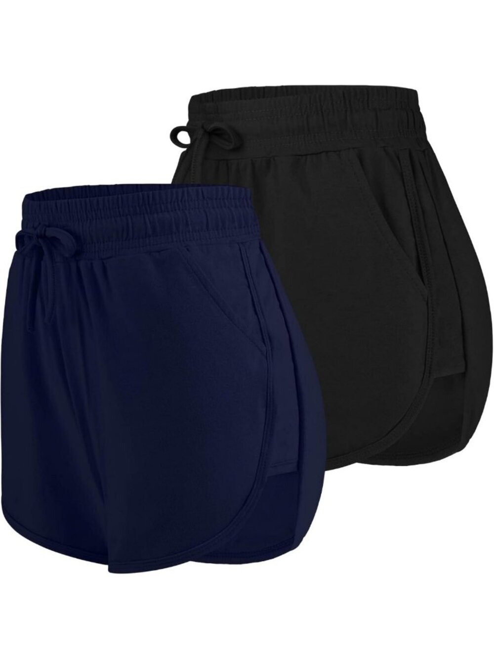 2 Pack Women's Cotton Yoga Shorts - Summer Running Gym Shorts with Pockets